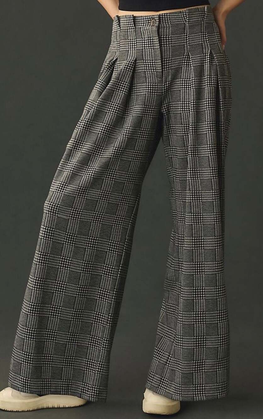 Maeve Anthropologie Plaid Wide-Leg Trousers Size 8 - Picture 1 of 10